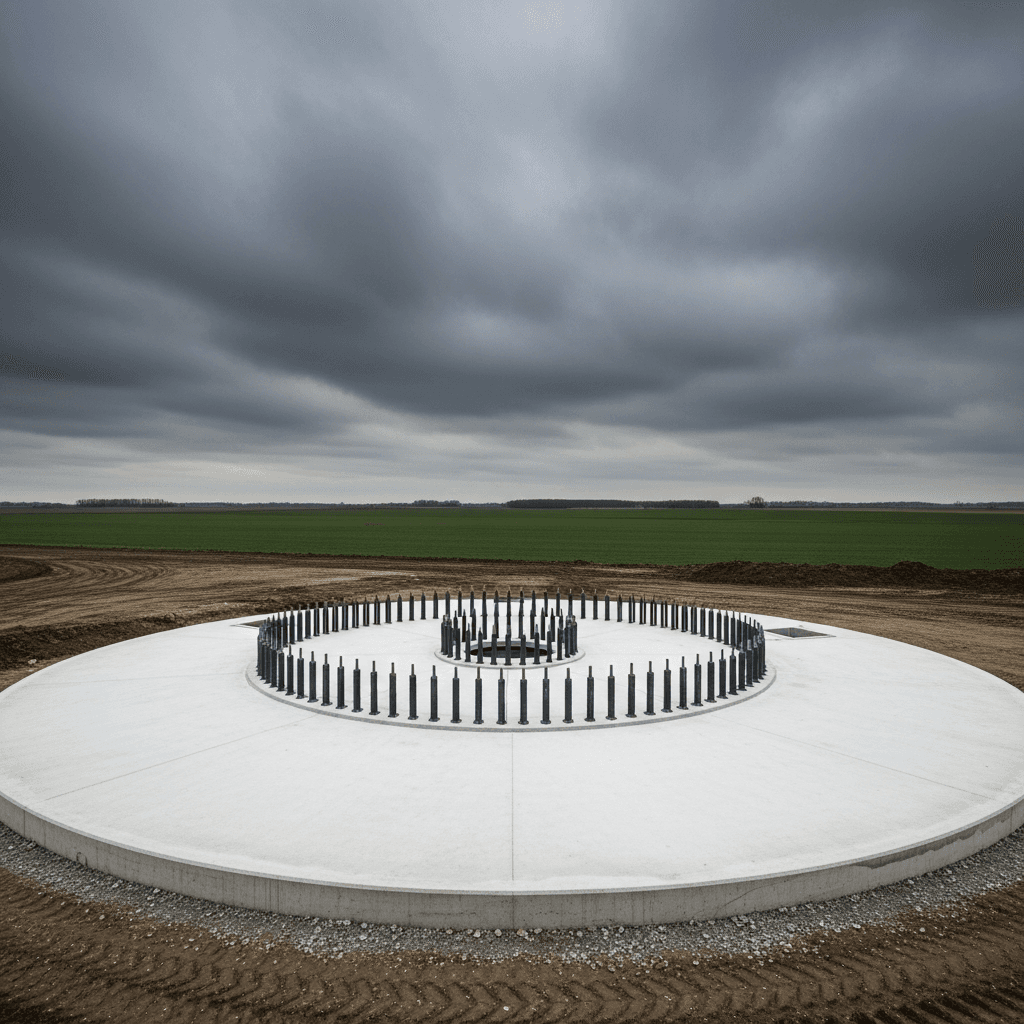 Gotowy fundament przed montażem wieży wiatrowej